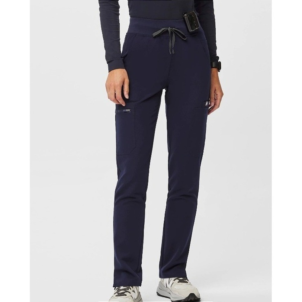 Figs Women's Yola Slim Scrub Pants Navy Sz XXS High-Waisted Uniform Medical EUC